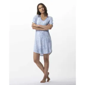 Chemise de nuit imprimée en viscose élasthanne VICTORIA 701 ciel